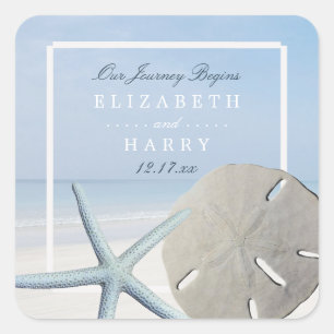 Sand Dollar and Starfish Beach Weddenschap Vierkante Sticker