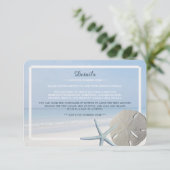 Sand Dollar and Starfish Beach Wedding Detail Informatiekaartje (Staand voorkant)