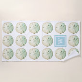 Sand Dollar Beach Custom Monogram Initiaal Strandlaken (Voorkant)