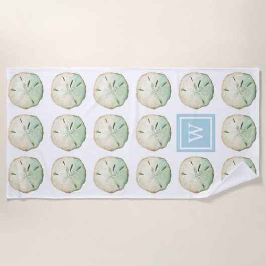Sand Dollar Beach Custom Monogram Initiaal Strandlaken (Voorkant)