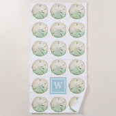 Sand Dollar Beach Custom Monogram Initiaal Strandlaken (Voorkant)