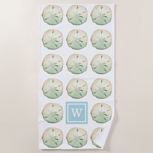 Sand Dollar Beach Custom Monogram Initiaal Strandlaken (Voorkant)
