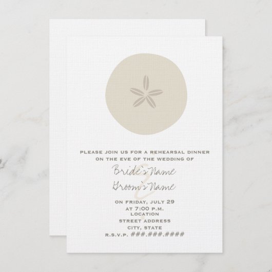 Sand Dollar Beach Rehearsal Dinner Invitation Kaart (Voorkant / Achterkant)