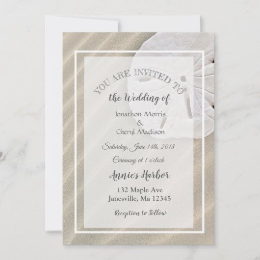 Sand Dollar Beach Thleding Wedding Invitations Kaart (Voorkant)