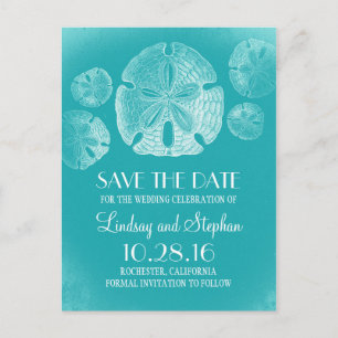 Sand Dollar Beach Turquoise Save the Date Briefkaa Aankondigingskaart