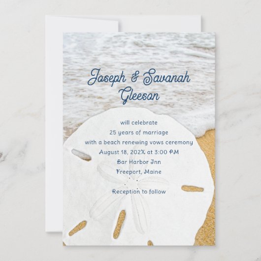 Sand Dollar Beach Vow Renewal Jubileum Ceremony Kaart (Voorkant)