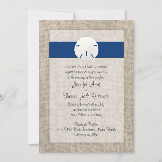 Sand Dollar Beach Weddenschap Peacock Blue Kaart (Voorkant)