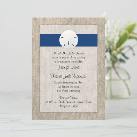 Sand Dollar Beach Weddenschap Peacock Blue Kaart (Staand voorkant)