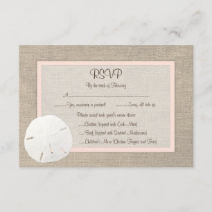 Sand Dollar Beach Weddenschap RSVP-kaart - Blush RSVP Kaartje
