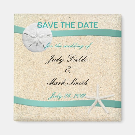 Sand Dollar Beach Weddenschap Save the Date Magnet (Voorkant)