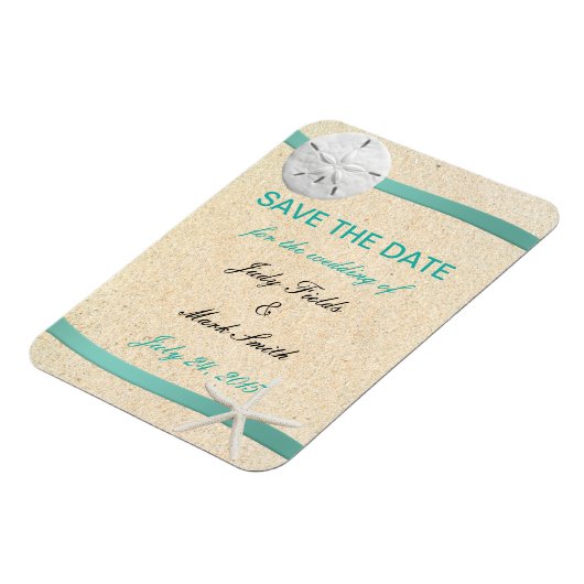 Sand Dollar Beach Weddenschap Save the Date Magnet Magneet (Linkerzijde)