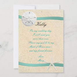 Sand Dollar Beach Wedding Maid of Honor Kaart