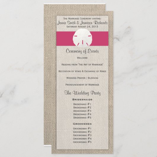 Sand Dollar Beach Wedding Program - watermeloen Programmakaart (Voorkant / Achterkant)