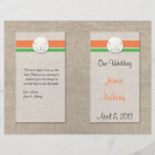 Sand Dollar Beach Wedding Programme - Oranje en gr (Voorkant)