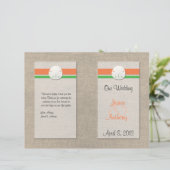 Sand Dollar Beach Wedding Programme - Oranje en gr (Staand voorkant)