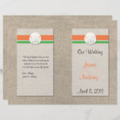 Sand Dollar Beach Wedding Programme - Oranje en gr (Voorkant / Achterkant)