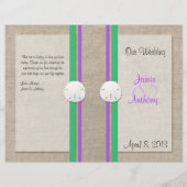 Sand Dollar Beach Wedding Programme - Paars Groen (Voorkant)