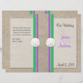 Sand Dollar Beach Wedding Programme - Paars Groen (Voorkant / Achterkant)