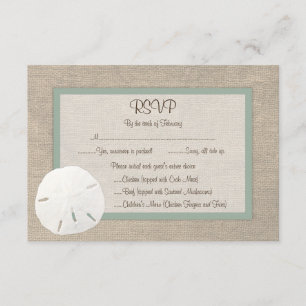 Sand Dollar Beach Wedding RSVP Card - Peridot