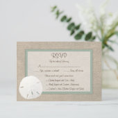 Sand Dollar Beach Wedding RSVP Card - Peridot (Staand voorkant)