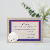 Sand Dollar Beach Wedding RSVP-kaart - Melon Navy RSVP Kaartje (Staand voorkant)