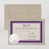 Sand Dollar Beach Wedding RSVP-kaart - Melon Navy RSVP Kaartje (Voorkant / Achterkant)