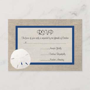 Sand Dollar Beach Wedding RSVP-kaart - Peacock Blu RSVP Kaartje