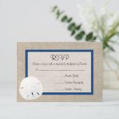 Sand Dollar Beach Wedding RSVP-kaart - Peacock Blu RSVP Kaartje (Staand voorkant)