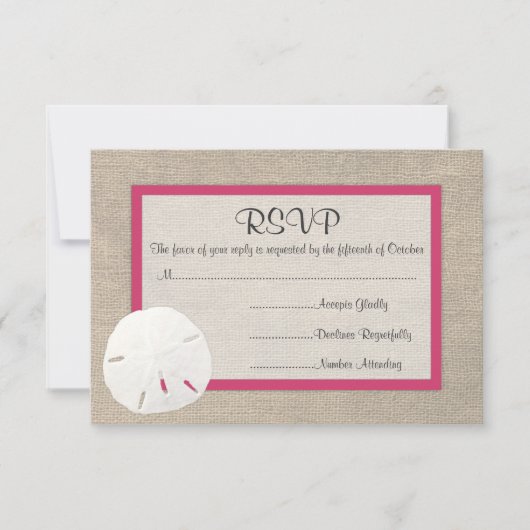 Sand Dollar Beach Wedding RSVP-kaart - Watermeloen RSVP Kaartje (Voorkant)