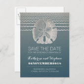 Sand Dollar Beach Wedding Save The Date Portefeuil Aankondigingskaart (Voorkant / Achterkant)