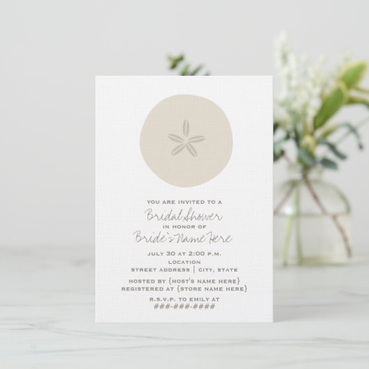 Sand Dollar Bridal Shower-uitnodiging Kaart (Staand voorkant)