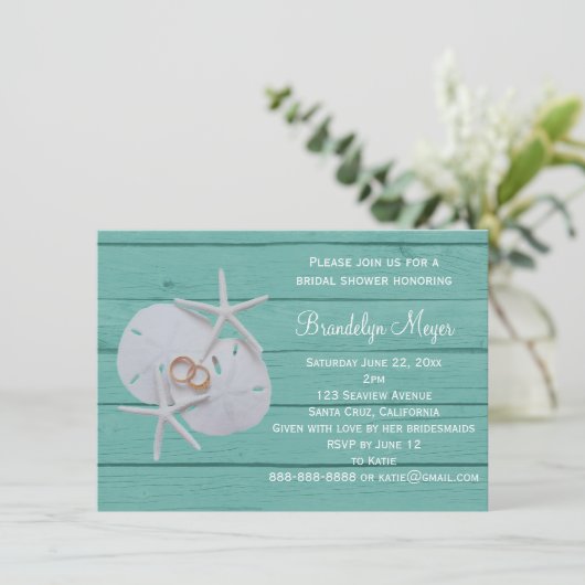 Sand Dollar Bridal Shower-uitnodigingen voor Starf Kaart (Staand voorkant)