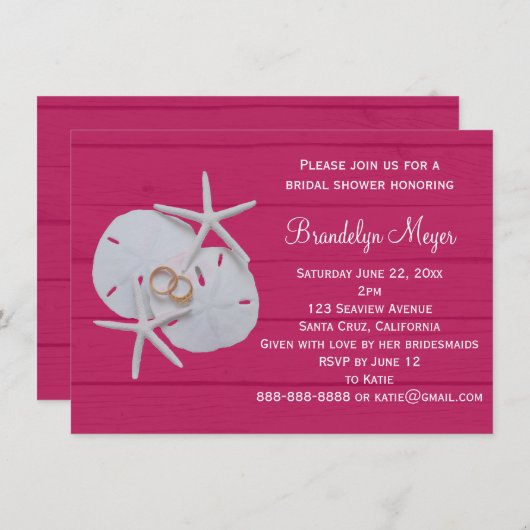 Sand Dollar Bridal Shower-uitnodigingen voor Starf Kaart (Voorkant / Achterkant)