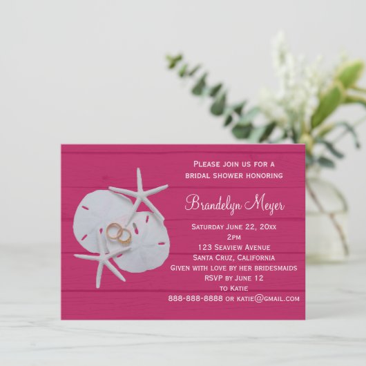 Sand Dollar Bridal Shower-uitnodigingen voor Starf Kaart (Staand voorkant)