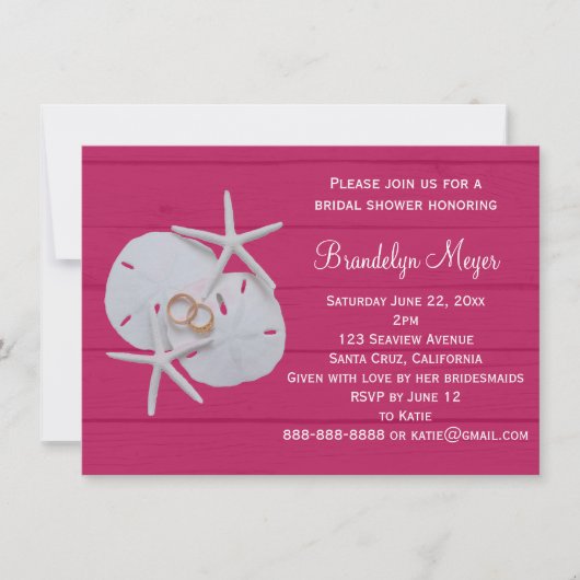 Sand Dollar Bridal Shower-uitnodigingen voor Starf Kaart (Voorkant)