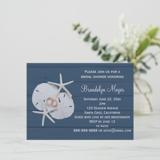 Sand Dollar Bridal Shower-uitnodigingen voor Starf Kaart (Staand voorkant)