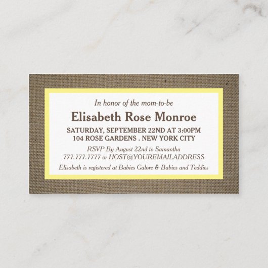 Sand Dollar & Burlap Baby shower Ticket (Achterkant)