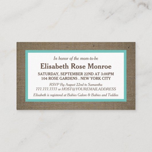 Sand Dollar & Burlap Baby shower Ticket (Achterkant)