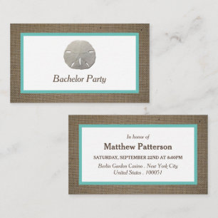 Sand Dollar & Burlap Bachelor Party Ticket Invite