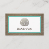 Sand Dollar & Burlap Bachelor Party Ticket Invite (Voorkant)