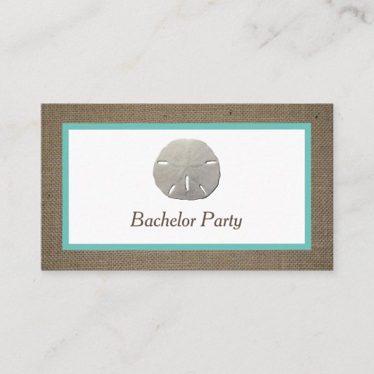 Sand Dollar & Burlap Bachelor Party Ticket Invite (Voorkant)
