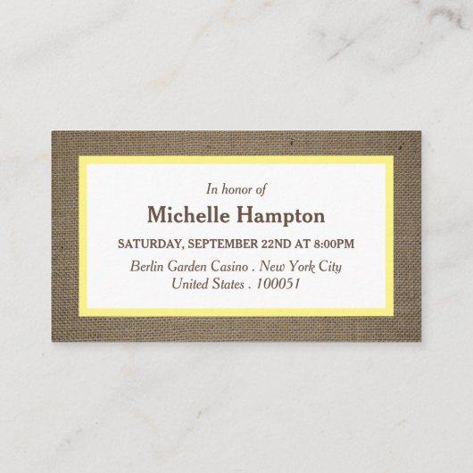 Sand Dollar & Burlap Bachelorette Party Ticket (Achterkant)