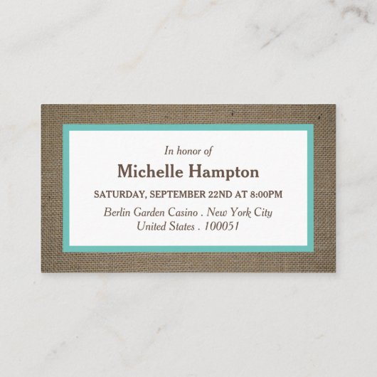 Sand Dollar & Burlap Bachelorette Party Ticket (Achterkant)