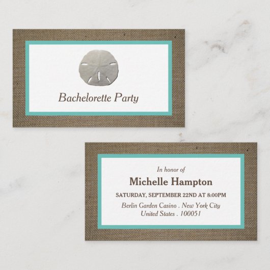 Sand Dollar & Burlap Bachelorette Party Ticket (Voorkant / Achterkant)