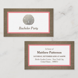 Sand Dollar & Burlap Bachelorparty Ticket Uitnodig