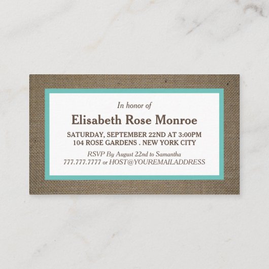 Sand Dollar & Burlap Birthday Party Ticket (Achterkant)