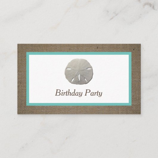 Sand Dollar & Burlap Birthday Party Ticket (Voorkant)