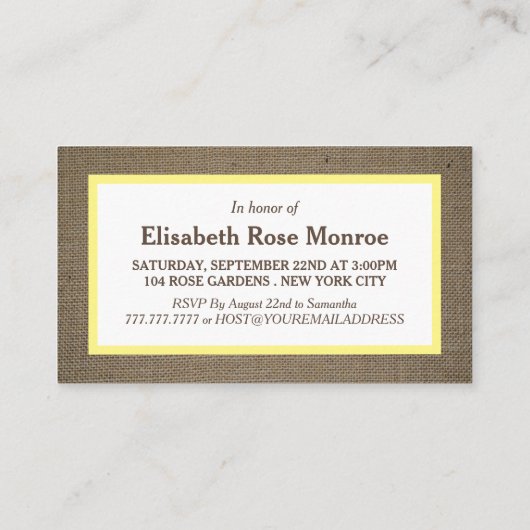 Sand Dollar & Burlap Birthday Party Ticket (Achterkant)