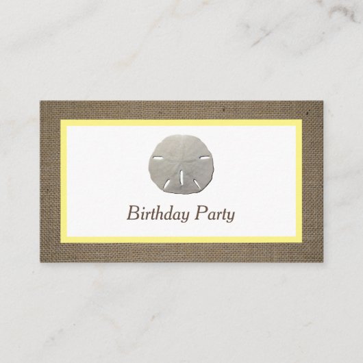 Sand Dollar & Burlap Birthday Party Ticket (Voorkant)