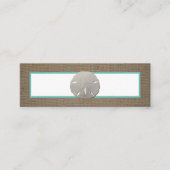 Sand Dollar & Burlap-Bladwijzer Mini Visitekaartje (Voorkant)